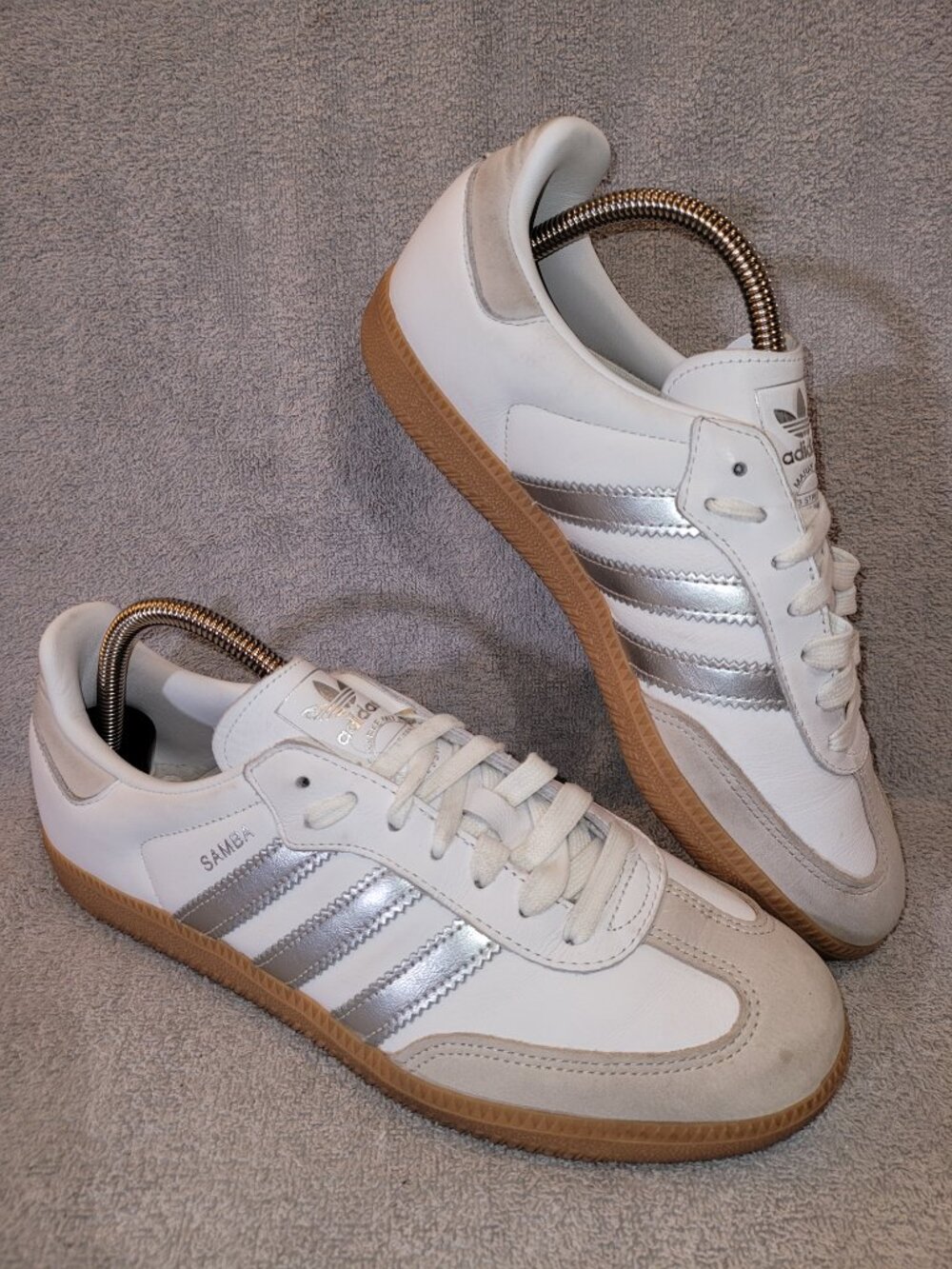 Adidas Samba OG Women's Size 9 White Silver Tan Gum Sole Sneakers JI2725 (#2443) - Picture 12 of 16